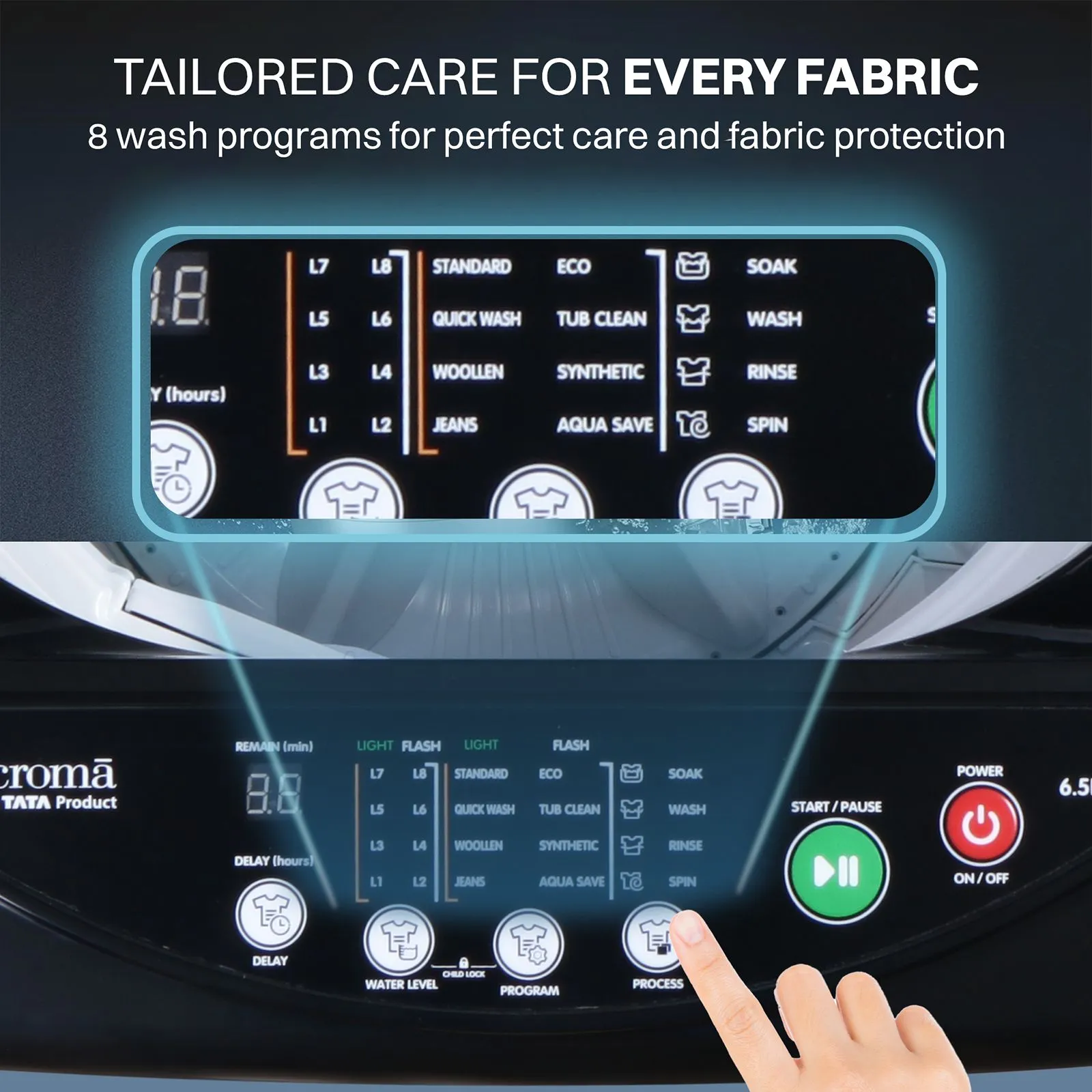 Croma 6.5 kg 5 Star Fully Automatic Top Load Washing Machine (Lint Filter, Inox Grey) - Image 4